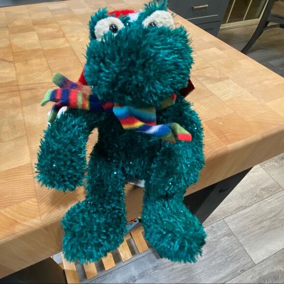 NWT Russ Berrie Glitter Critter Factory Christmas Decor Frog bendable plush - Picture 2 of 3